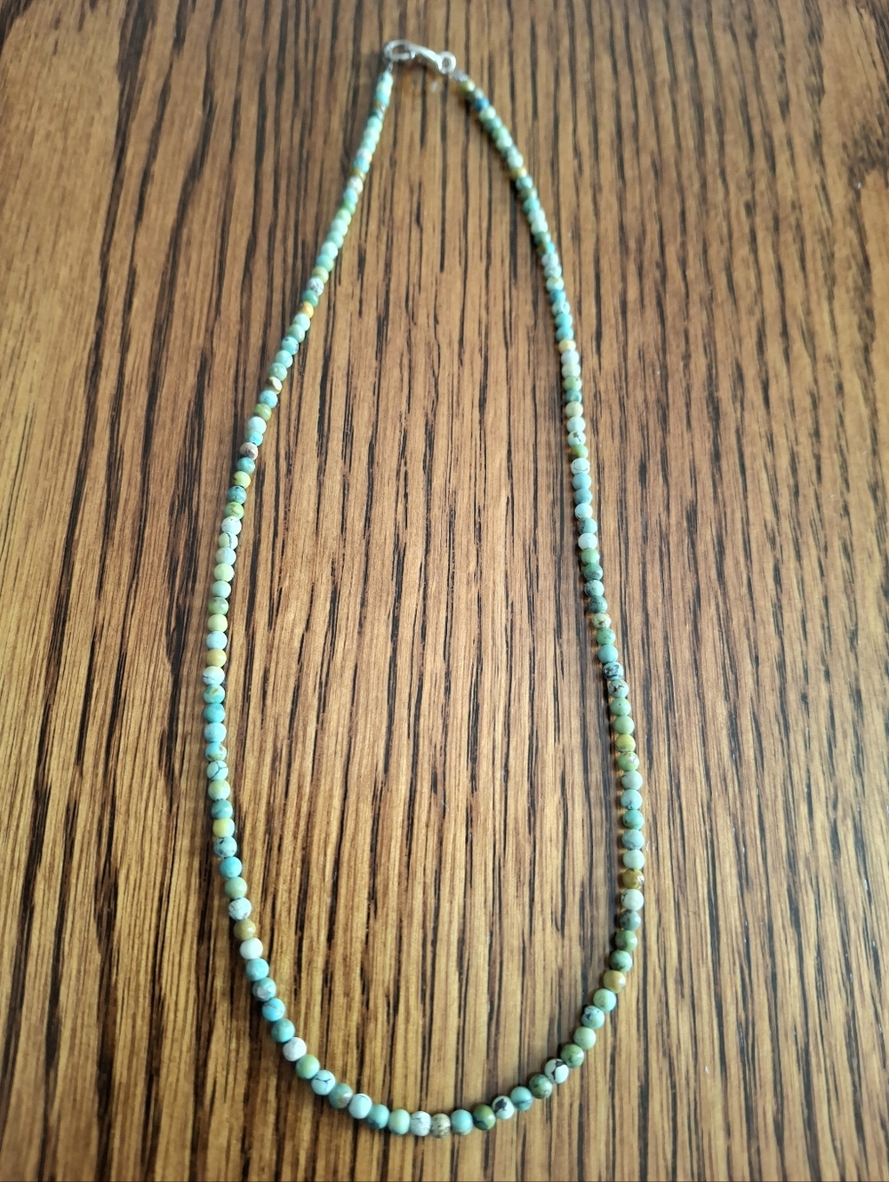 Necklace Hubei Turquoise Natural Tiny 2mm Beads 16" long Sterling Silver